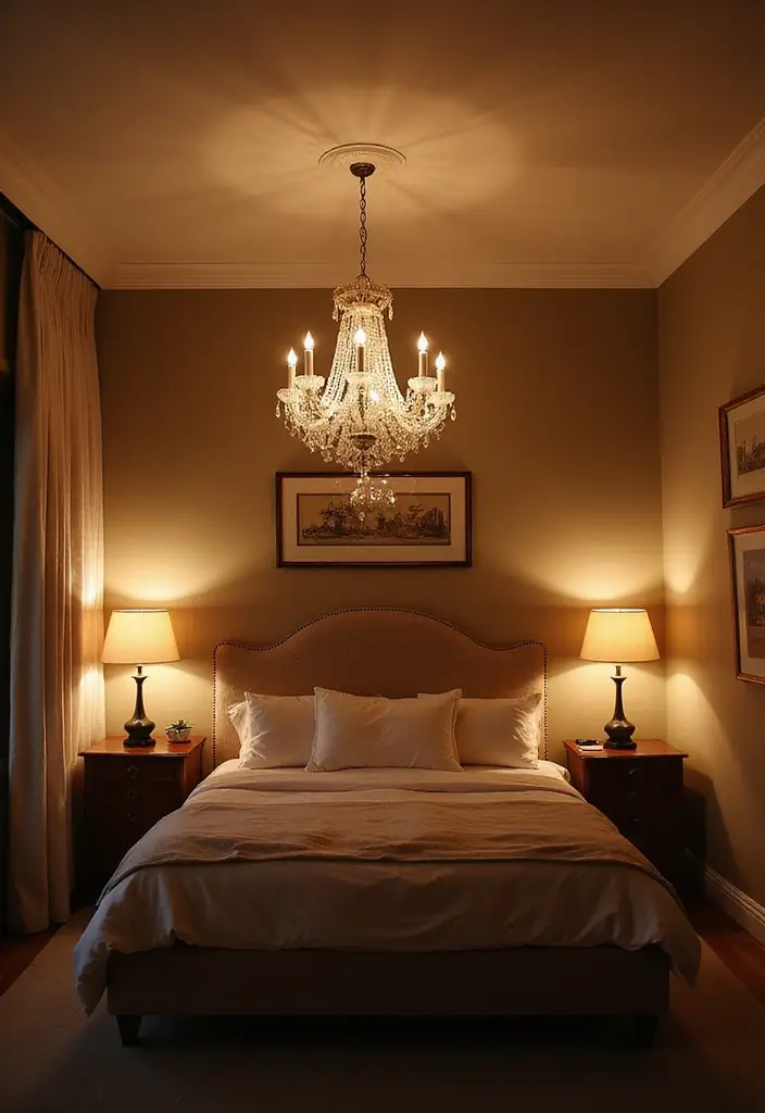 25 Bedroom Decoration Ideas for Couples That Feel Luxurious Yet Cozy - 10. Elegant Lighting Fixtures