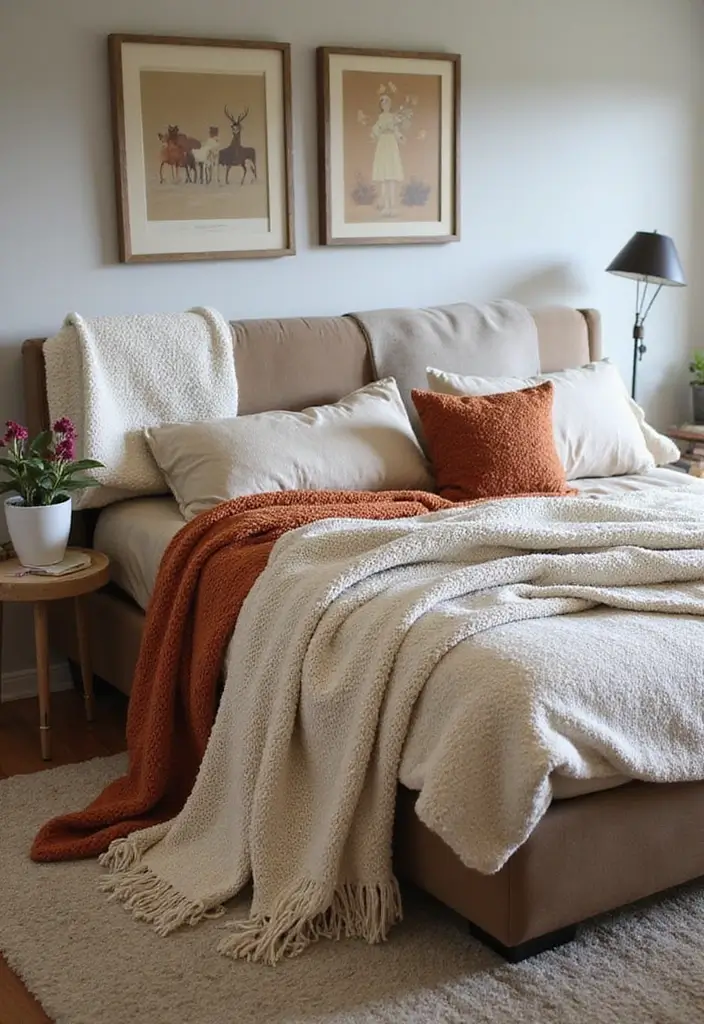 25 Bedroom Decoration Ideas for Couples That Feel Luxurious Yet Cozy - 13. Cozy Throw Blankets