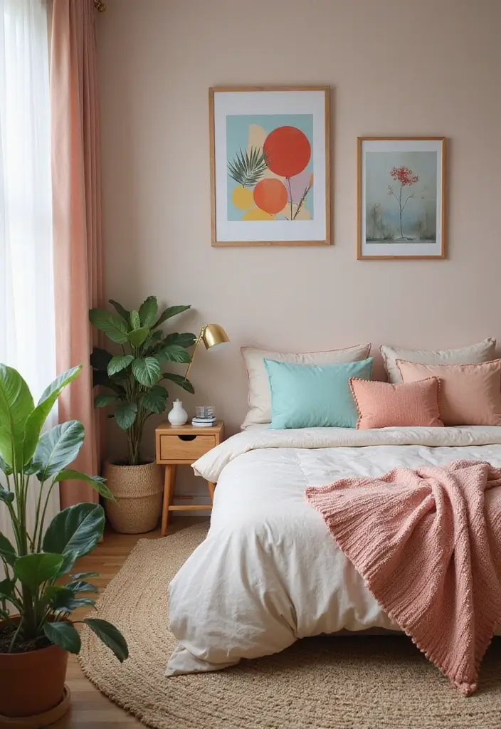 25 Bedroom Decoration Ideas for Couples That Feel Luxurious Yet Cozy - 17. Soft Colorful Accents