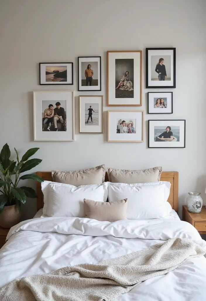 25 Bedroom Decoration Ideas for Couples That Feel Luxurious Yet Cozy - 18. Create a Gallery Wall