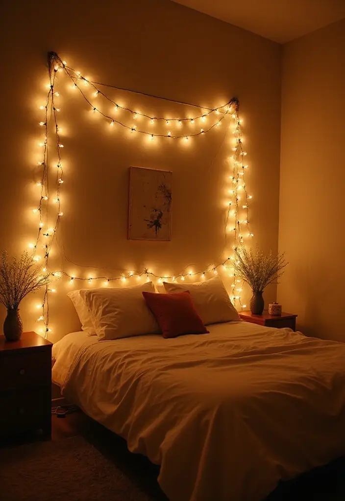 25 Bedroom Decoration Ideas for Couples That Feel Luxurious Yet Cozy - 2. Romantic Fairy Lights