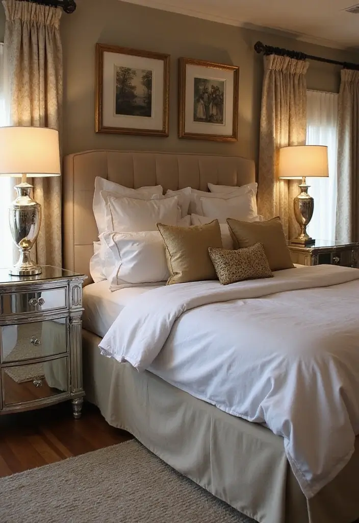 25 Bedroom Decoration Ideas for Couples That Feel Luxurious Yet Cozy - 22. Add a Touch of Glamour