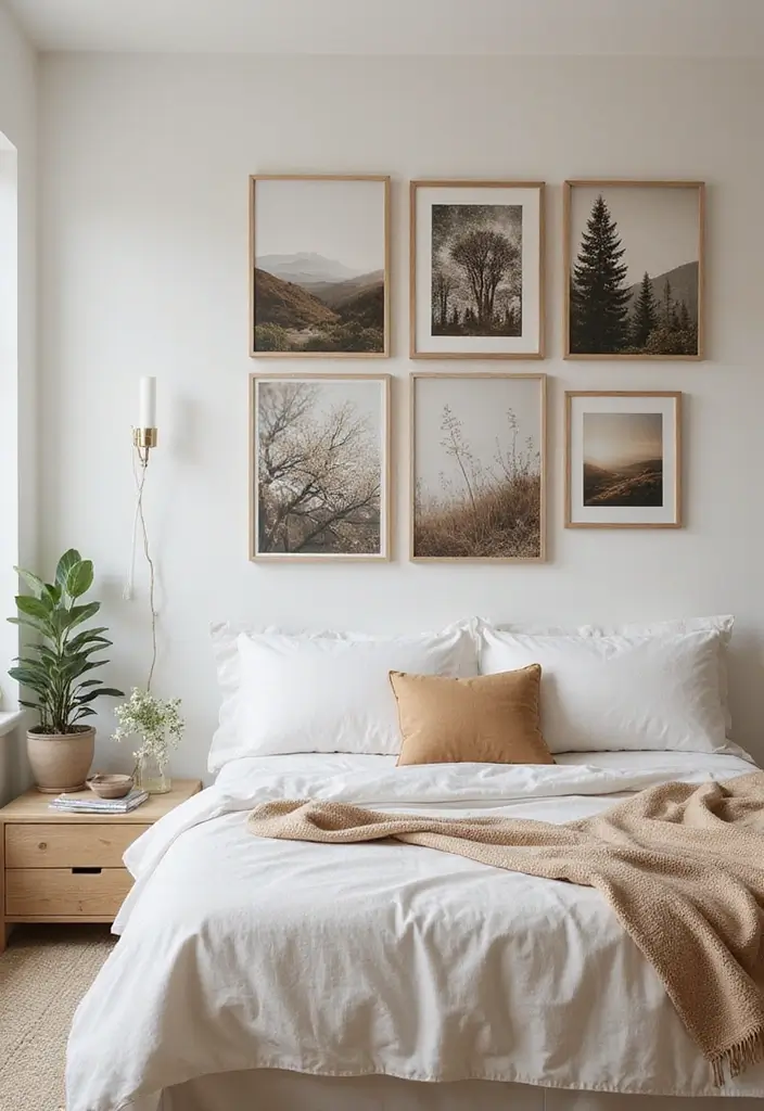 25 Bedroom Picture Wall Ideas That Tell Your Story - 11. Nature-Inspired Display