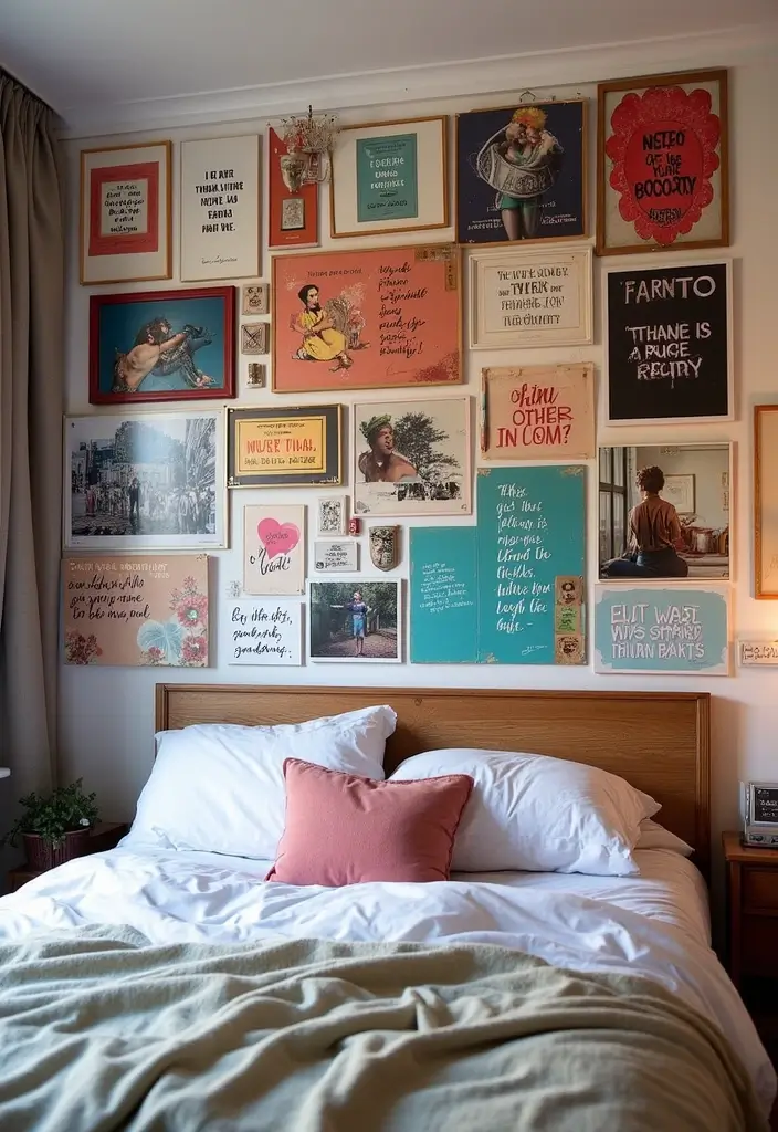 25 Bedroom Picture Wall Ideas That Tell Your Story - 12. Inspirational Quotes and Images
