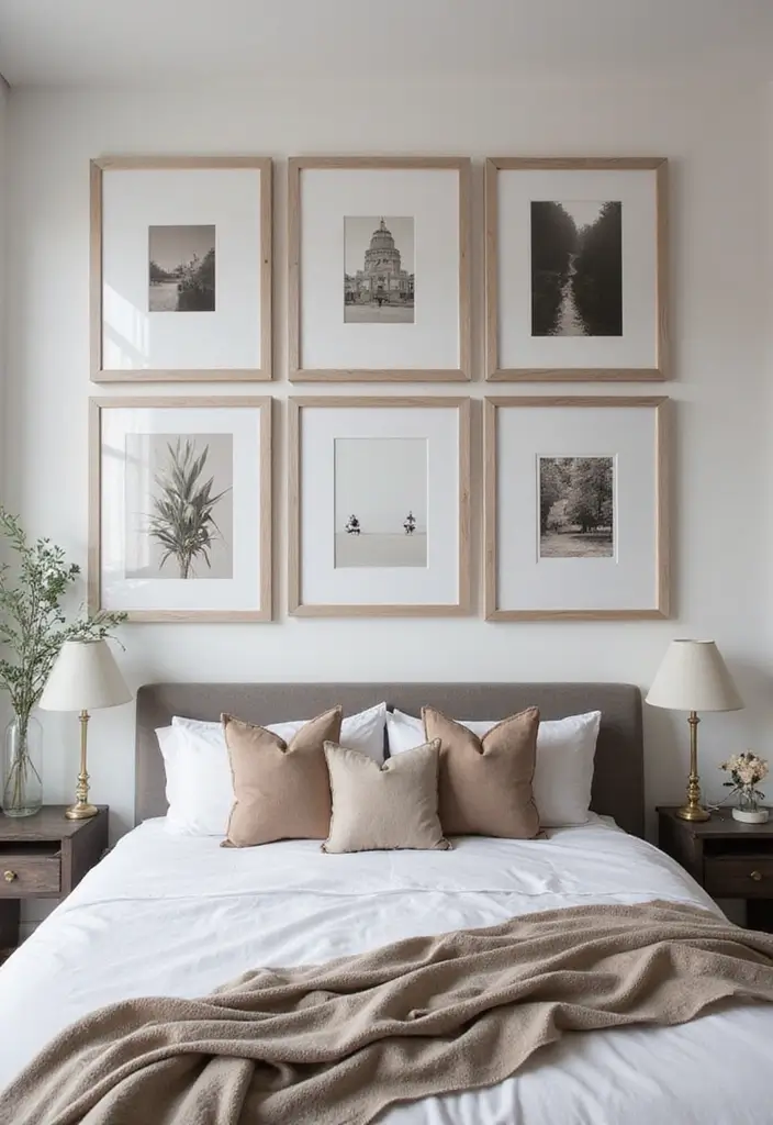 25 Bedroom Picture Wall Ideas That Tell Your Story - 14. Monochromatic Madness