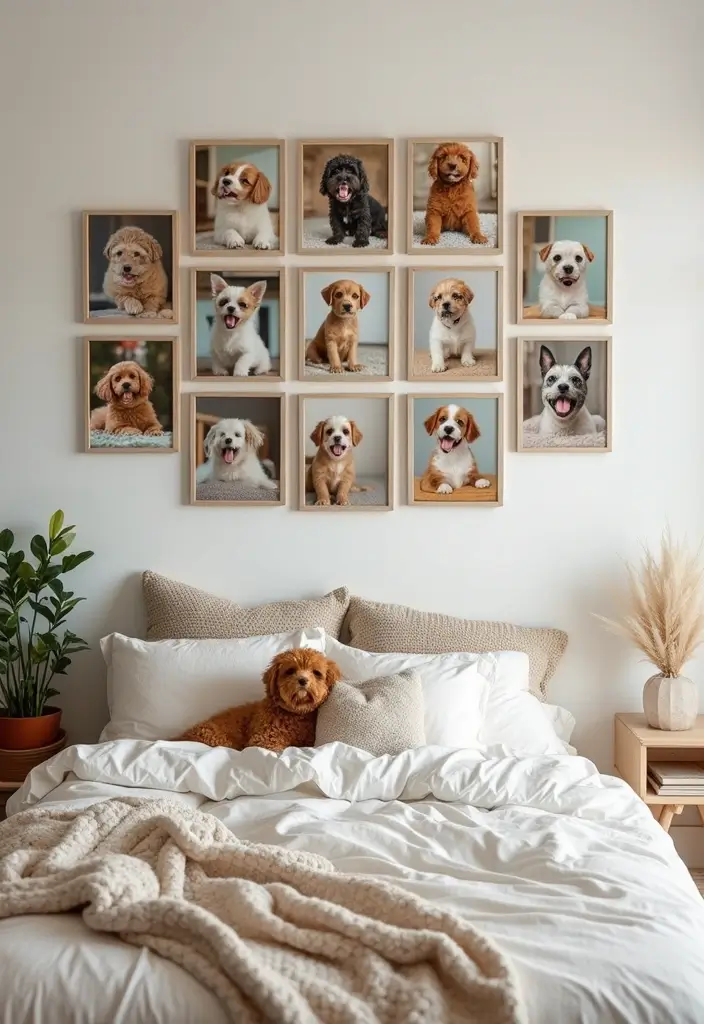 25 Bedroom Picture Wall Ideas That Tell Your Story - 19. Pet Gallery