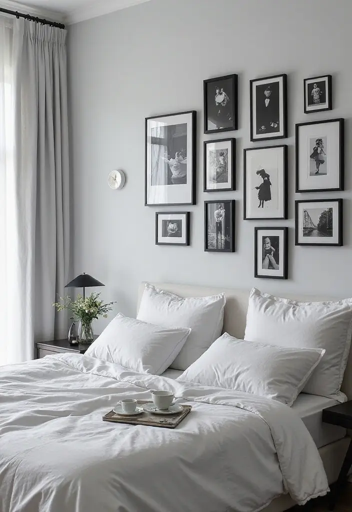 25 Bedroom Picture Wall Ideas That Tell Your Story - 5. Black and White Elegance