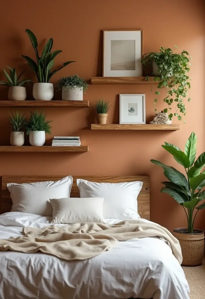 25 Bedroom Wall Shelf Ideas That Are Functional and Chic - 1. Rustic Wooden Floating Shelves