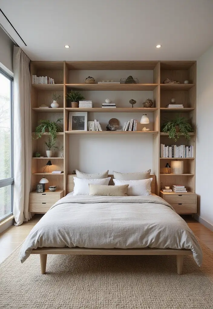 25 Bedroom Wall Shelf Ideas That Are Functional and Chic - 14. Multi-Use Shelving Units