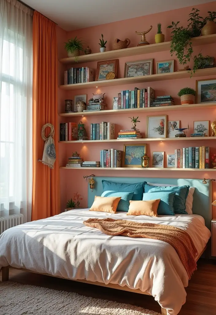 25 Bedroom Wall Shelf Ideas That Are Functional and Chic - 15. Themed Shelving