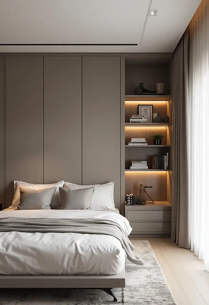 25 Bedroom Wall Shelf Ideas That Are Functional and Chic - 20. Recessed Wall Shelving