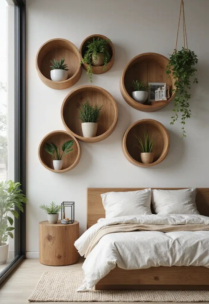 25 Bedroom Wall Shelf Ideas That Are Functional and Chic - 22. Curved Wooden Shelves