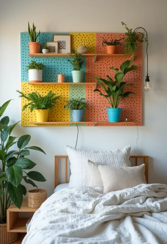 25 Bedroom Wall Shelf Ideas That Are Functional and Chic - 23. Pegboard Shelves