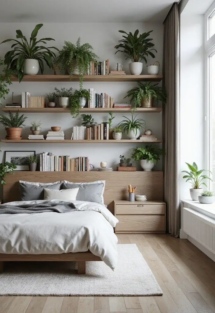 25 Bedroom Wall Shelf Ideas That Are Functional and Chic - 25. Multi-Level Shelving Displays