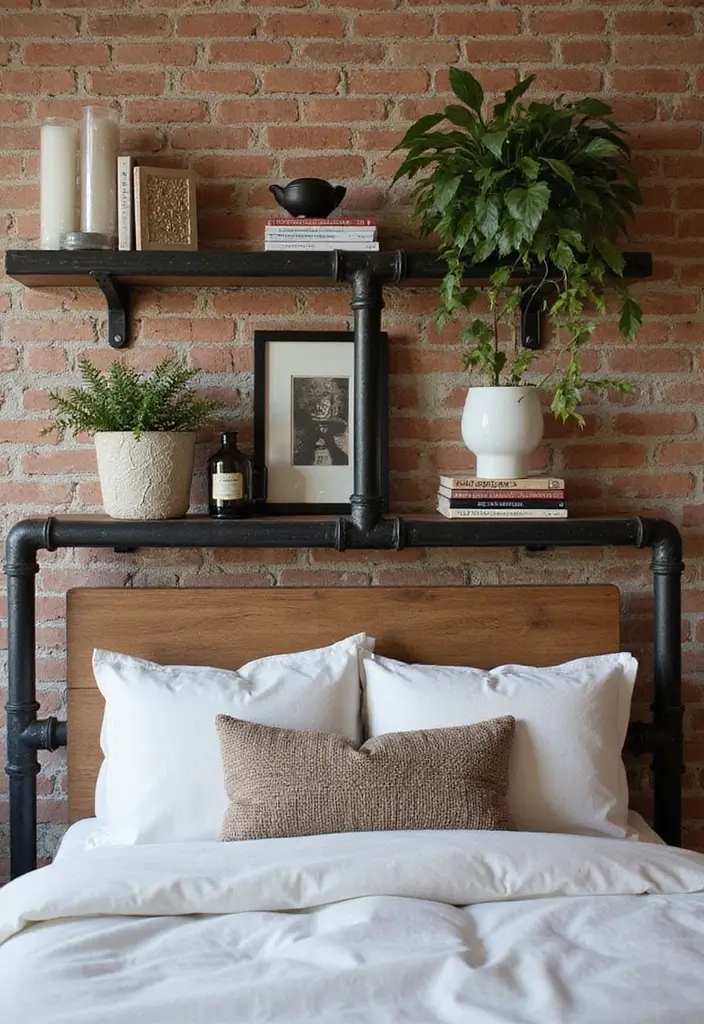 25 Bedroom Wall Shelf Ideas That Are Functional and Chic - 4. Industrial Pipe Shelves