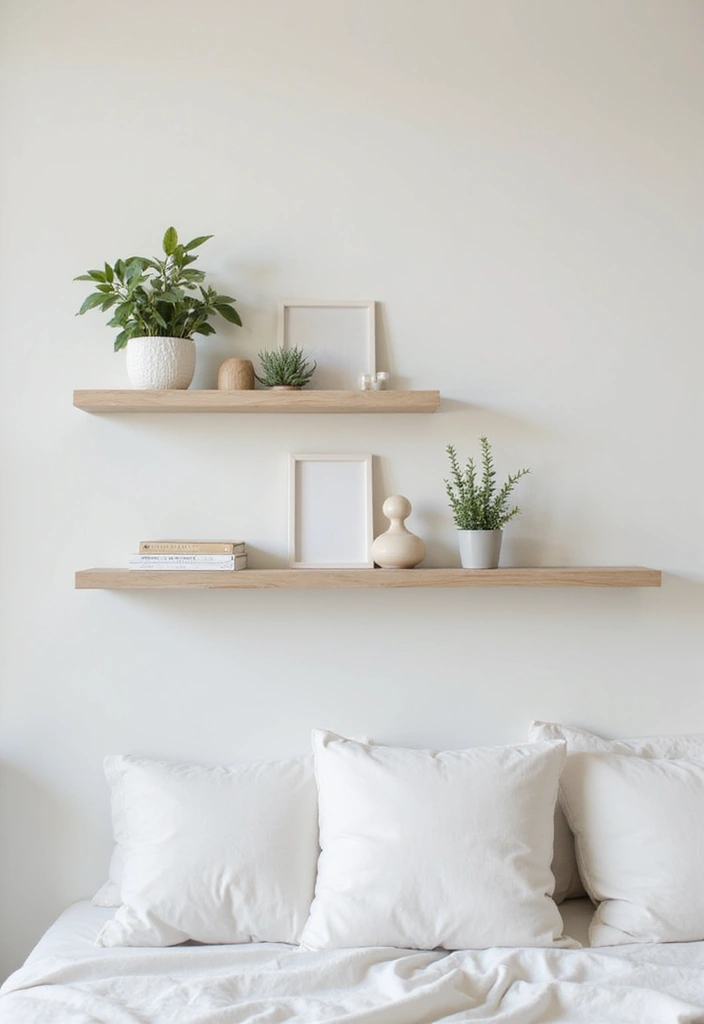 25 Bedroom Wall Shelf Ideas That Are Functional and Chic - 6. Minimalist Wall-Mounted Shelves