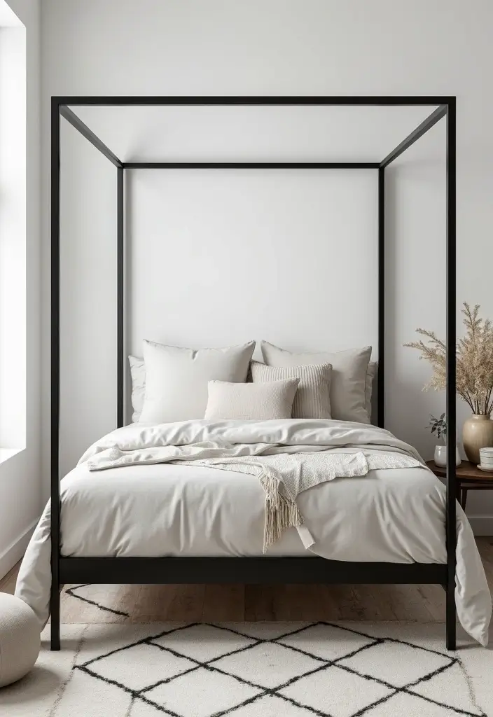 25 Black Canopy Bedroom Ideas That Add Drama and Elegance - 1. Modern Minimalist Canopy