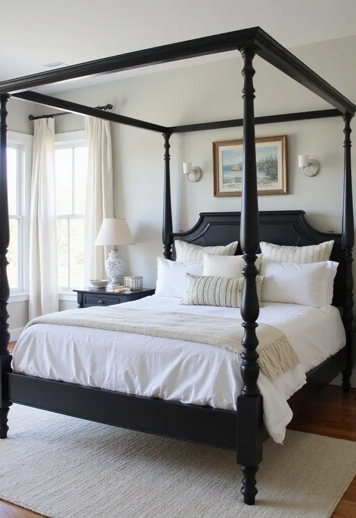 25 Black Canopy Bedroom Ideas That Add Drama and Elegance - 13. Coastal Elegance