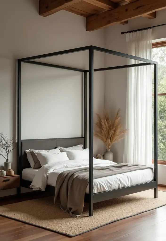 25 Black Canopy Bedroom Ideas That Add Drama and Elegance - 16. Zen-Inspired Retreat