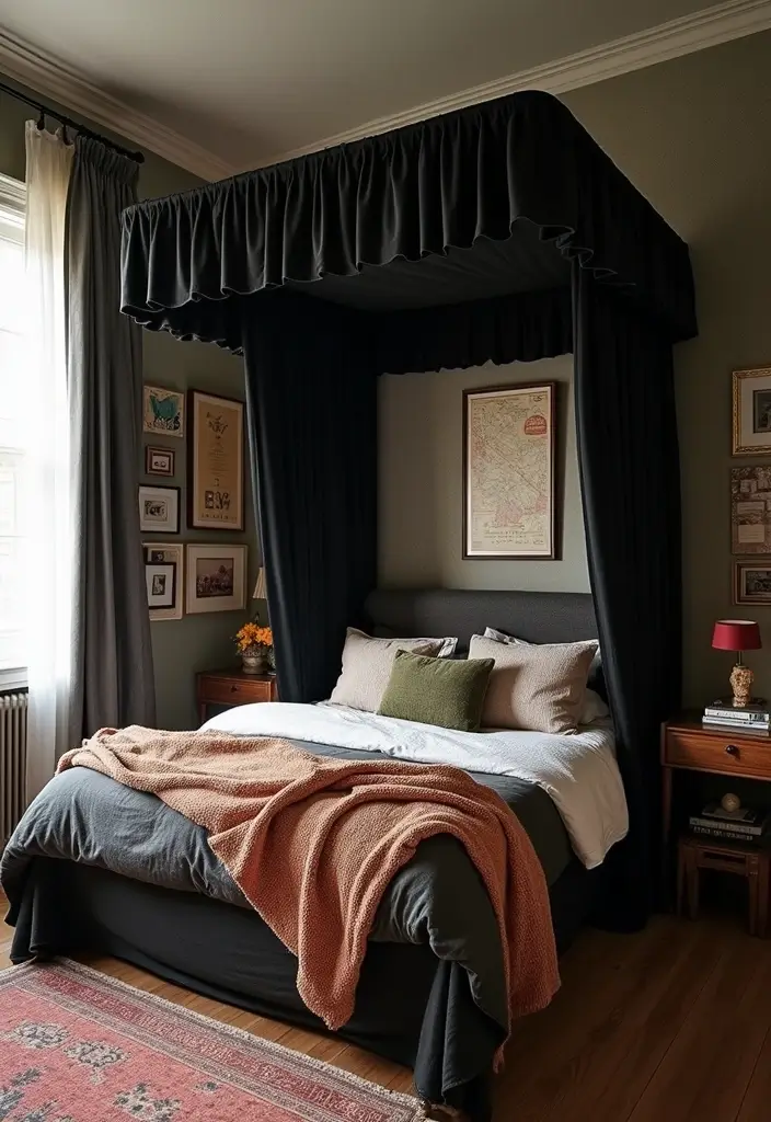 25 Black Canopy Bedroom Ideas That Add Drama and Elegance - 25. Personal Touches