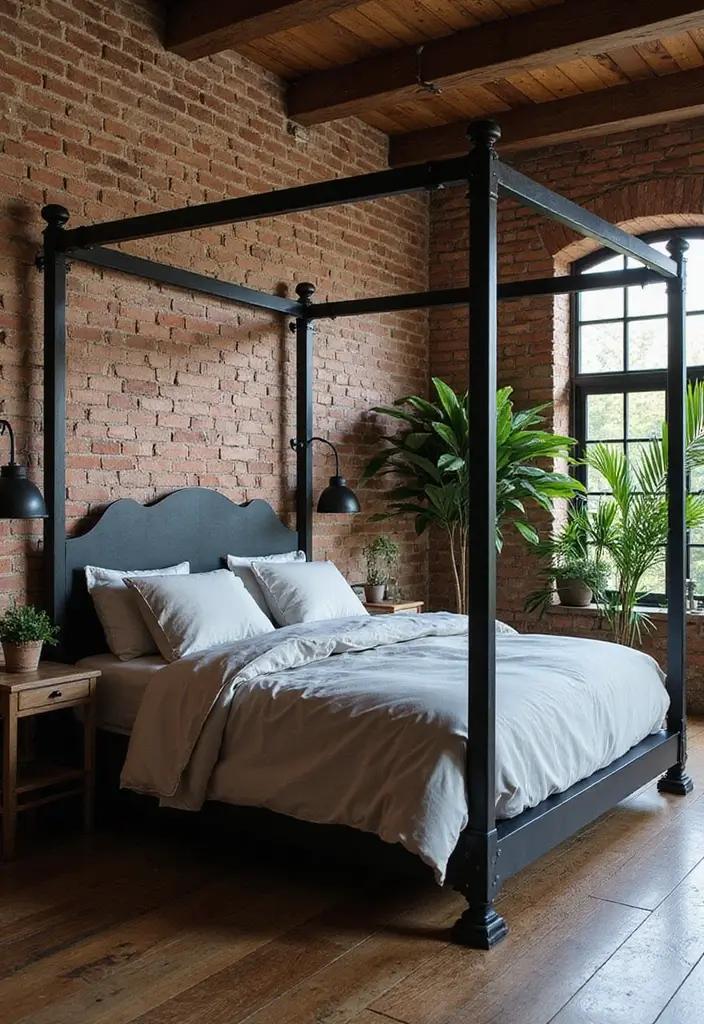 25 Black Canopy Bedroom Ideas That Add Drama and Elegance - 3. Industrial Chic Canopy