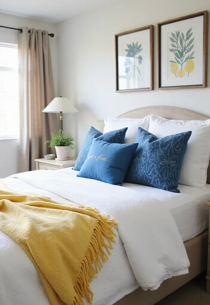 25 Blue and Yellow Bedroom Ideas That Brighten Any Space - 23. Customizable Decor
