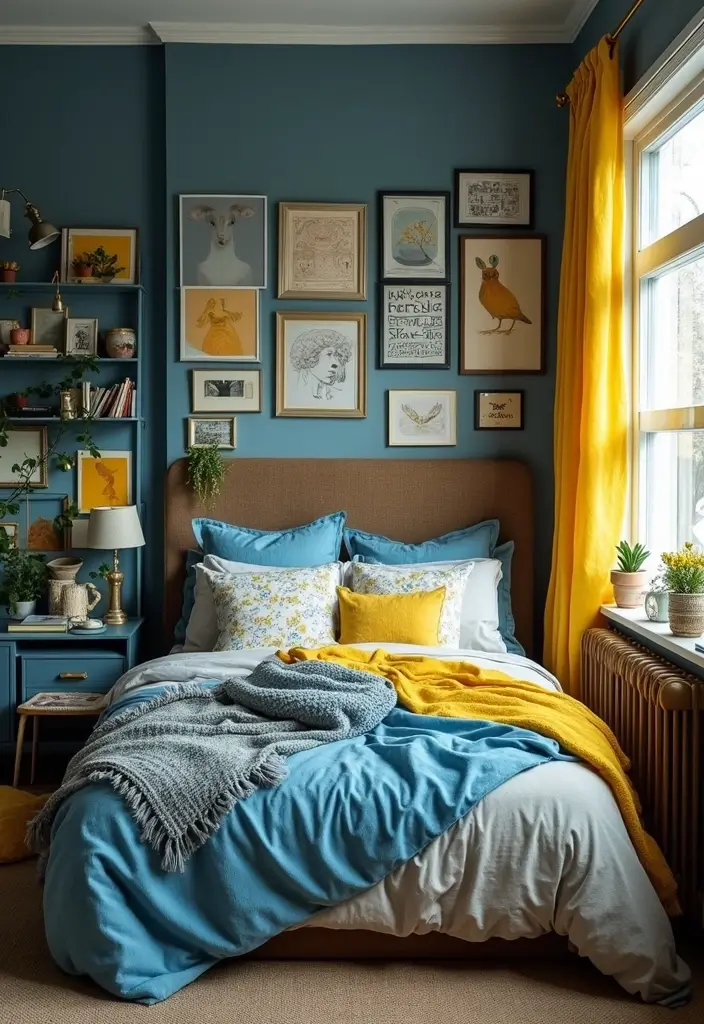 25 Blue and Yellow Bedroom Ideas That Brighten Any Space - 25. Embracing Imperfection