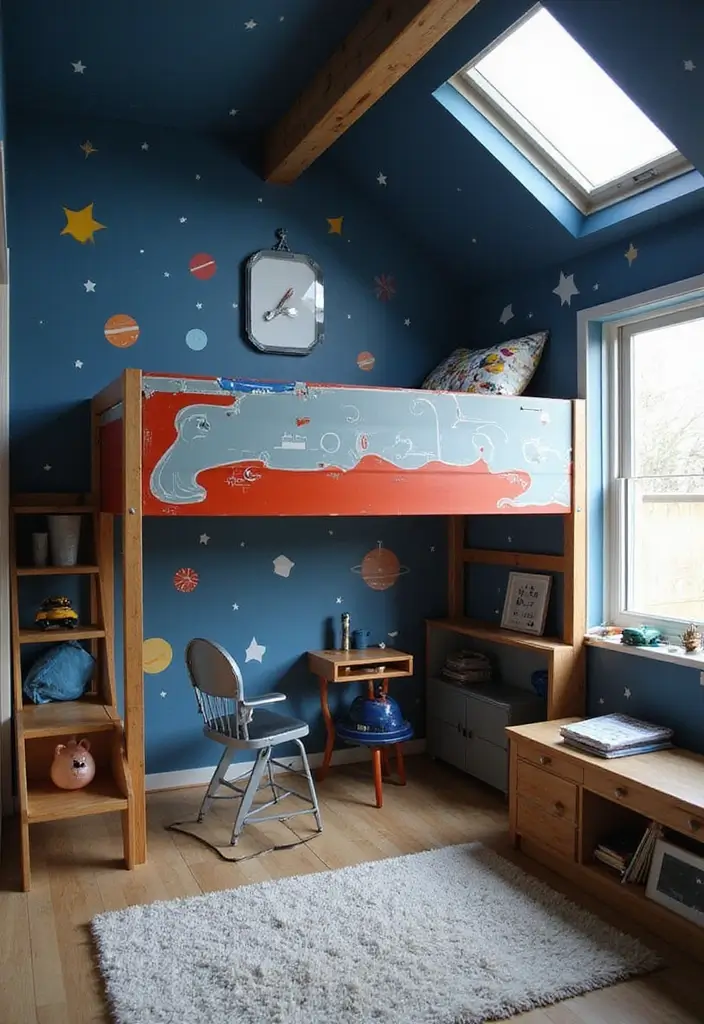 25 Boys Loft Bedroom Ideas That Are Fun & Space-Saving - 11. Space Explorer
