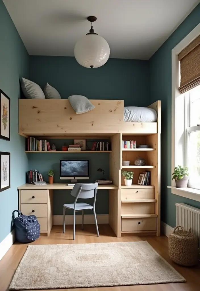 25 Boys Loft Bedroom Ideas That Are Fun & Space-Saving - 23. Hidden Study Nook
