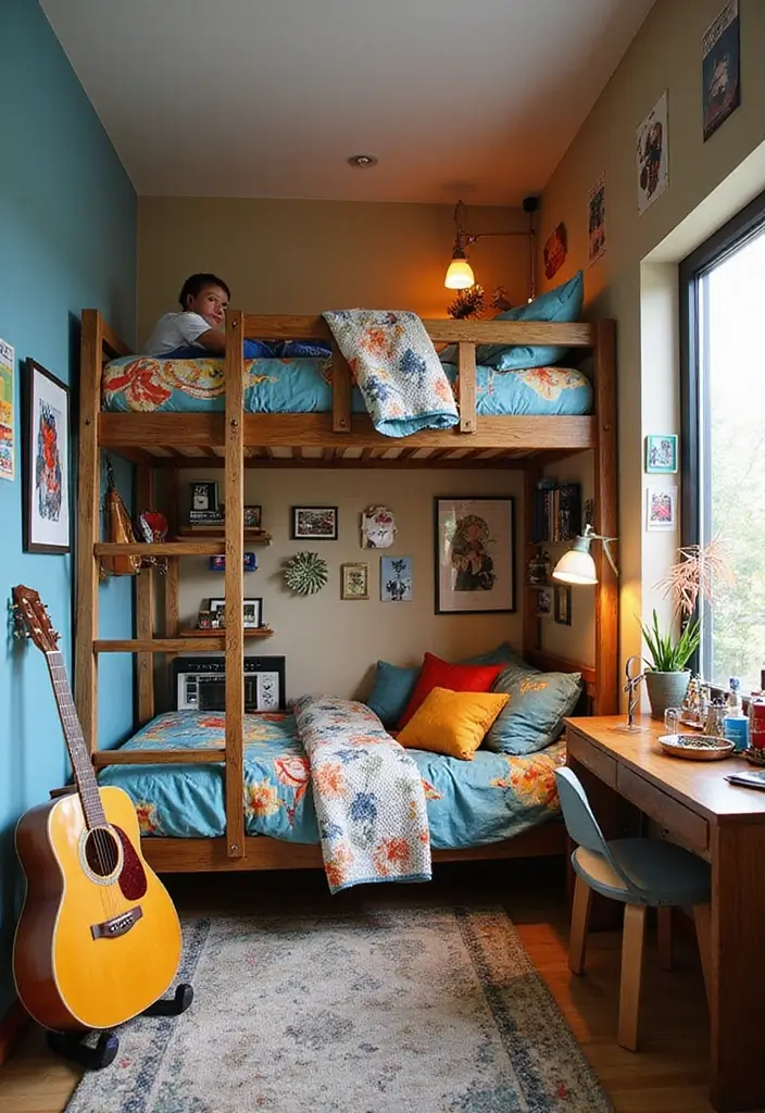 25 Boys Loft Bedroom Ideas That Are Fun & Space-Saving - 5. Musical Retreat