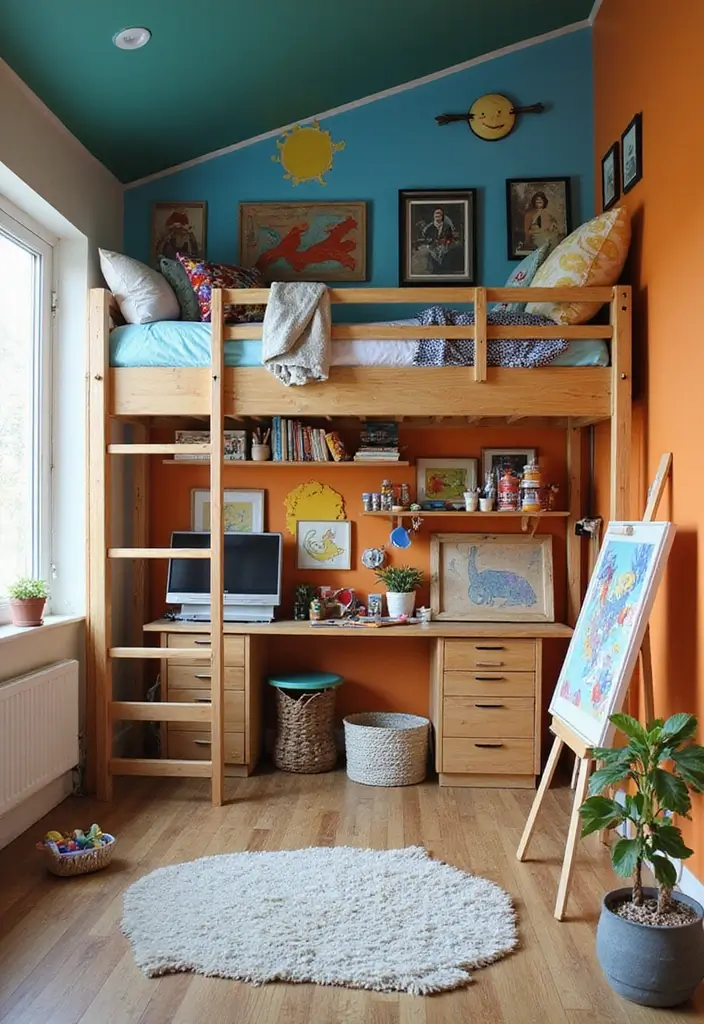 25 Boys Loft Bedroom Ideas That Are Fun & Space-Saving - 7. Artistic Haven