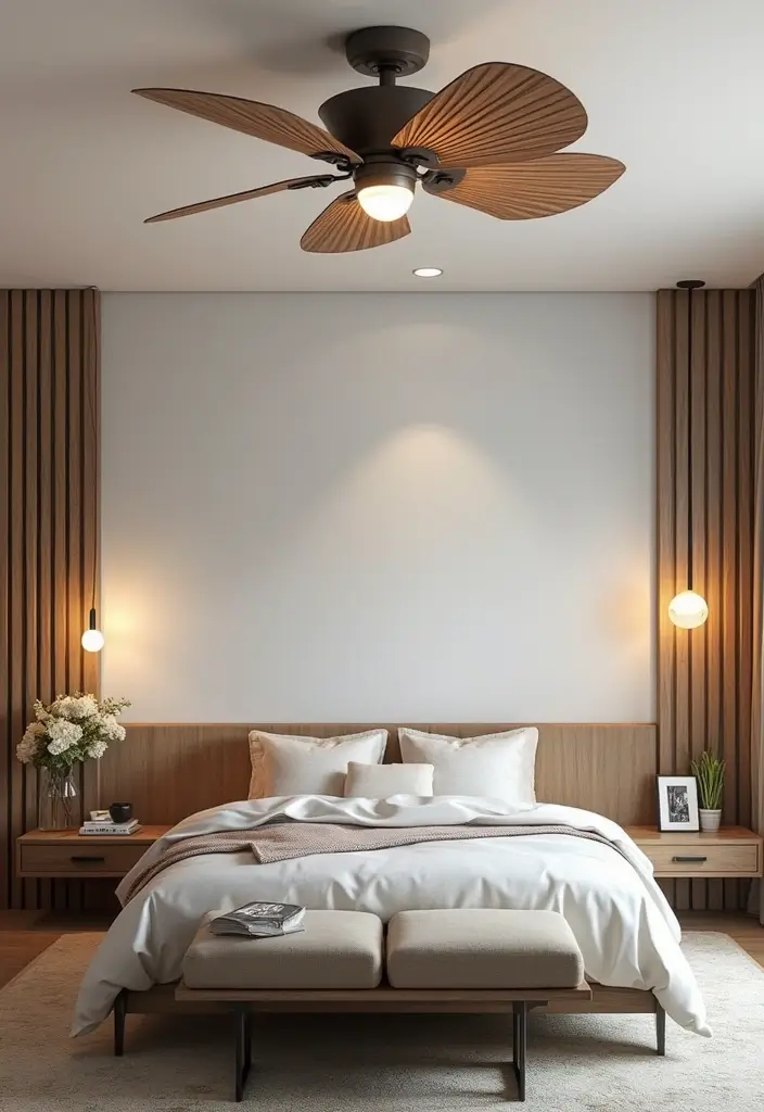 25 Ceiling Ideas for Bedroom That Add Drama & Height - 14. Artistic Ceiling Fans