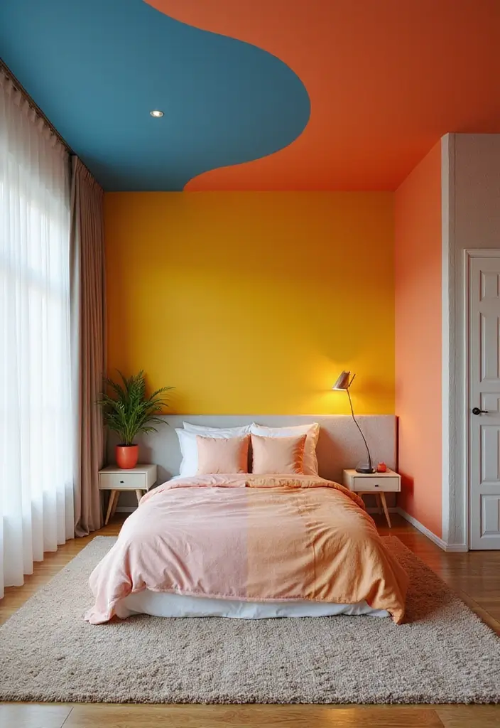25 Ceiling Ideas for Bedroom That Add Drama & Height - 15. Color-Blocked Ceilings