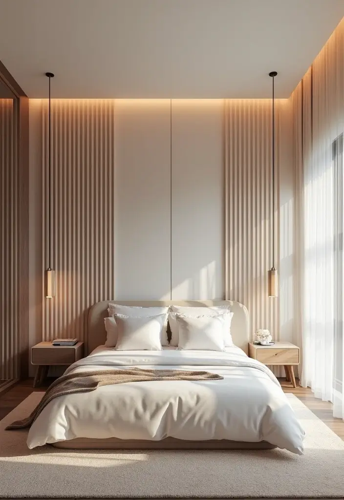 25 Ceiling Ideas for Bedroom That Add Drama & Height - 19. Vertical Stripes for Height