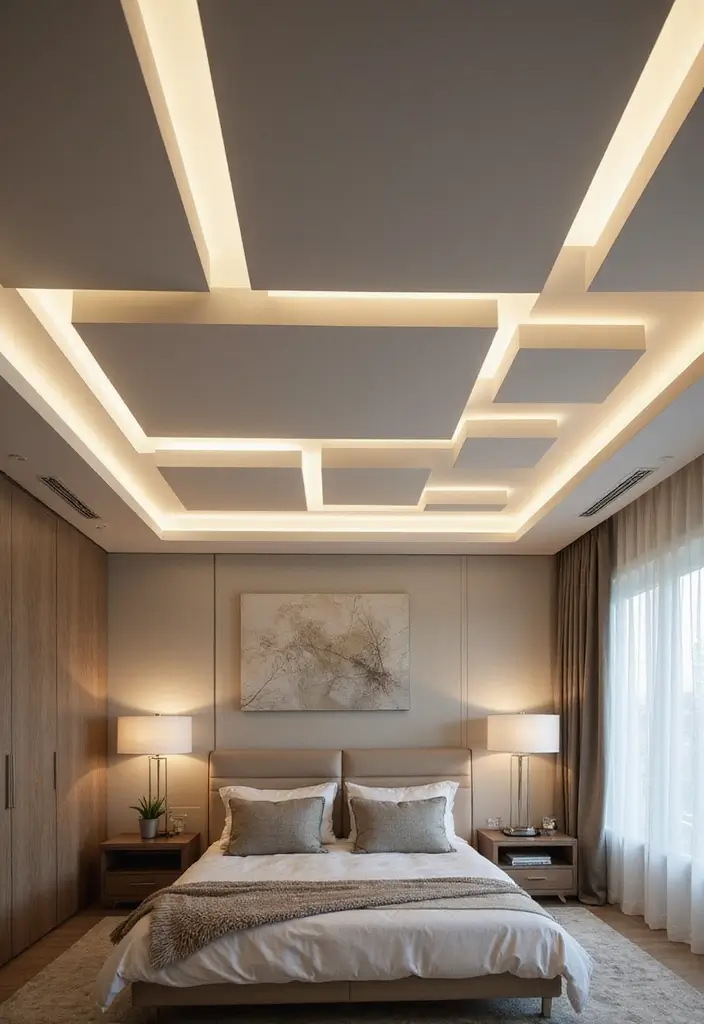 25 Ceiling Ideas for Bedroom That Add Drama & Height - 22. Floating Ceiling Panels