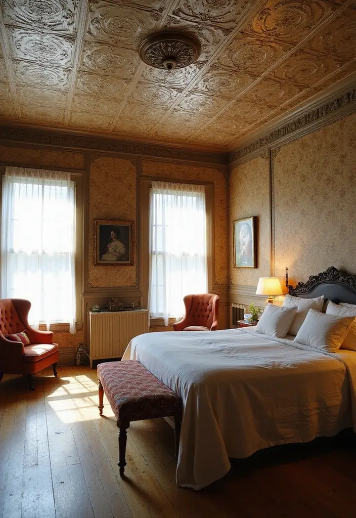 25 Ceiling Ideas for Bedroom That Add Drama & Height - 25. Vintage Ceiling Treatments