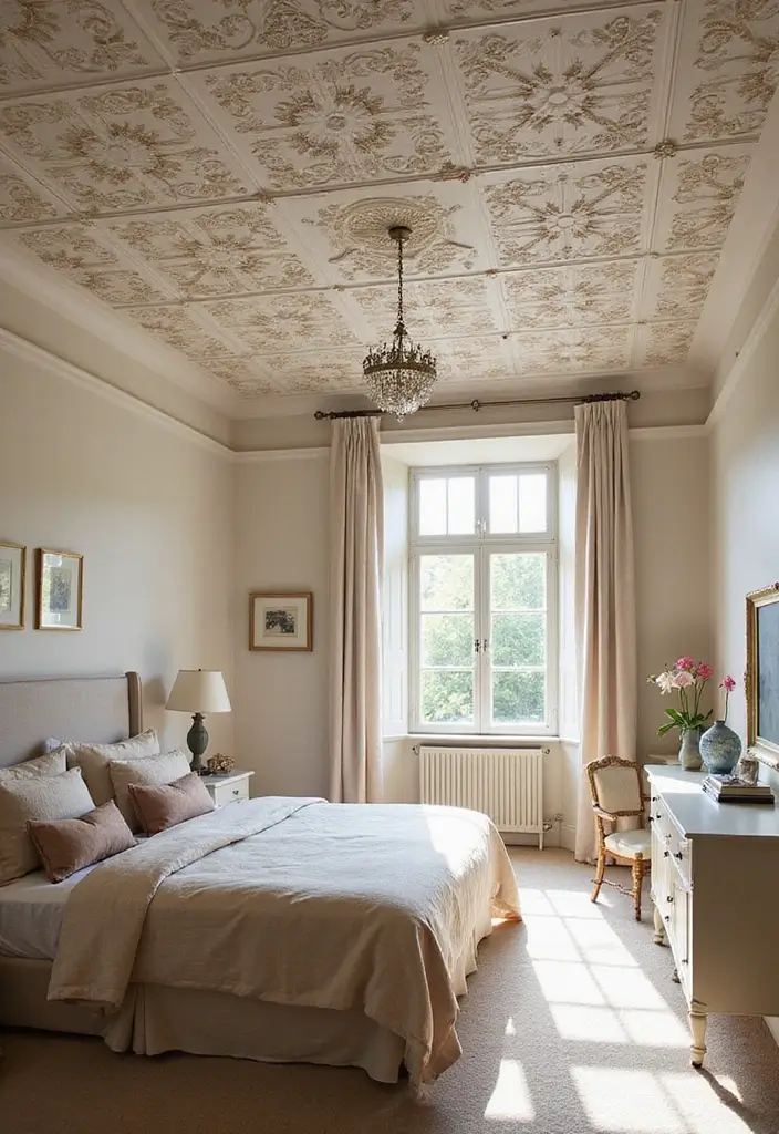 25 Ceiling Ideas for Bedroom That Add Drama & Height - 5. Decorative Ceiling Tiles