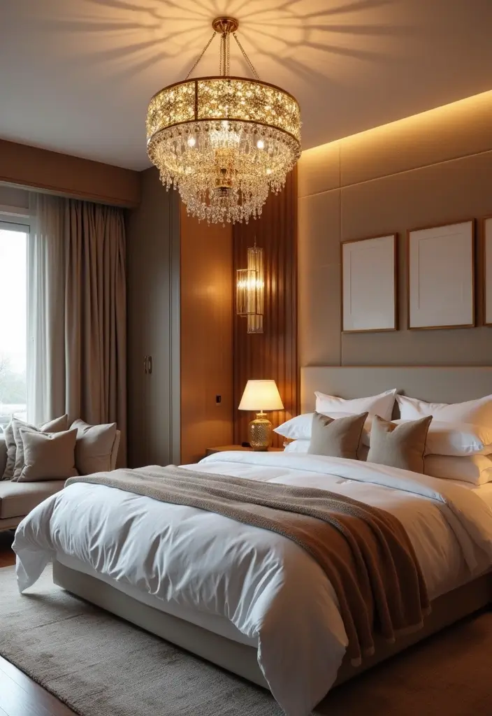 25 Ceiling Ideas for Bedroom That Add Drama & Height - 6. Statement Chandeliers