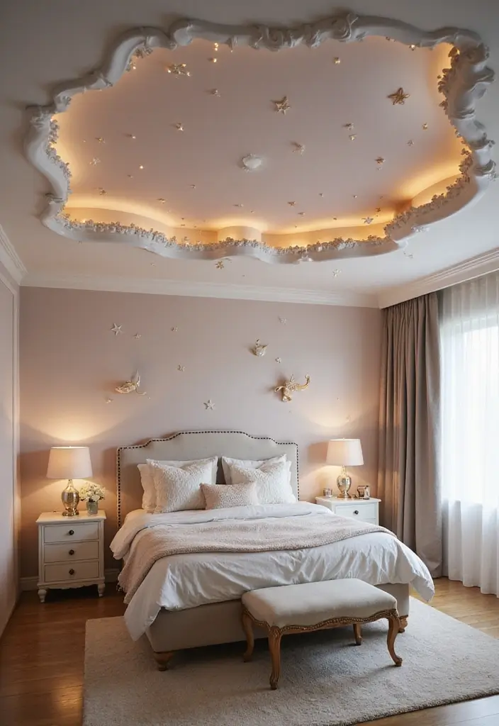 25 Fairy Bedroom Ideas for Adults Who Still Believe in Magic - 15. Whimsical Ceiling Designs
