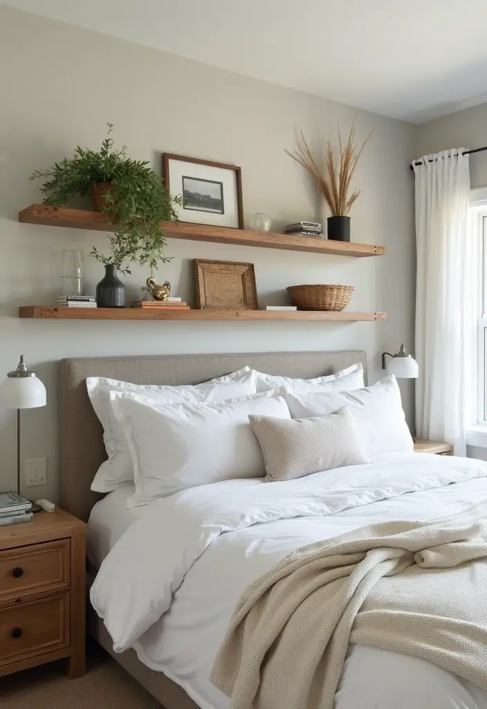 25 Floating Shelves Bedroom Ideas That Add Airy Storage - 24. Customized Floating Shelves