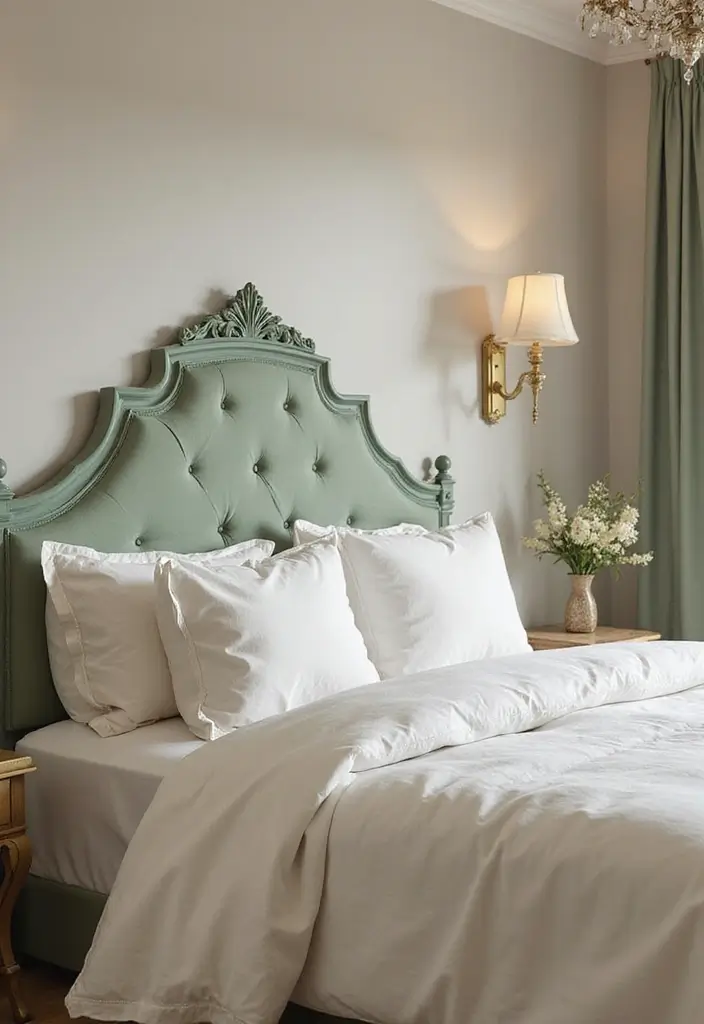 25 Green Headboard Bedroom Ideas That Make a Chic Statement - 18. Feminine Touch