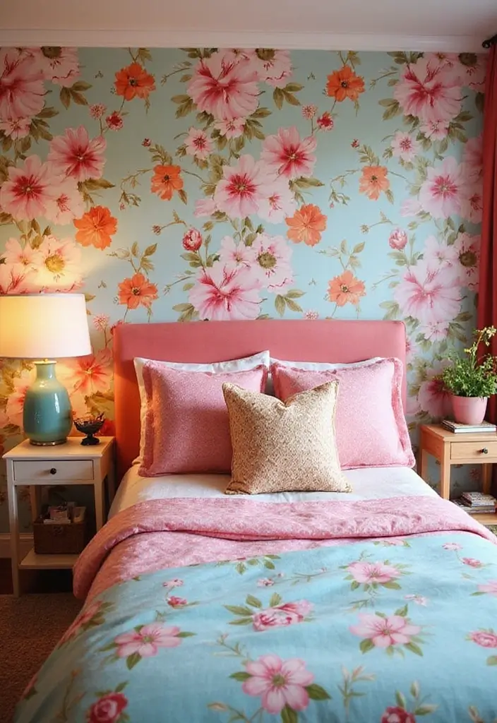25 Ideas for Girls Bedroom That Are Stylish & Easy to Copy - 10. Floral Accent Walls