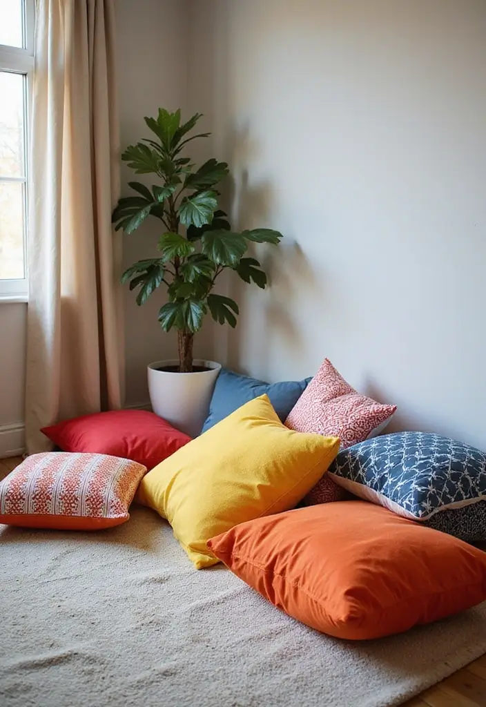 25 Ideas for Girls Bedroom That Are Stylish & Easy to Copy - 3. Playful Floor Cushions