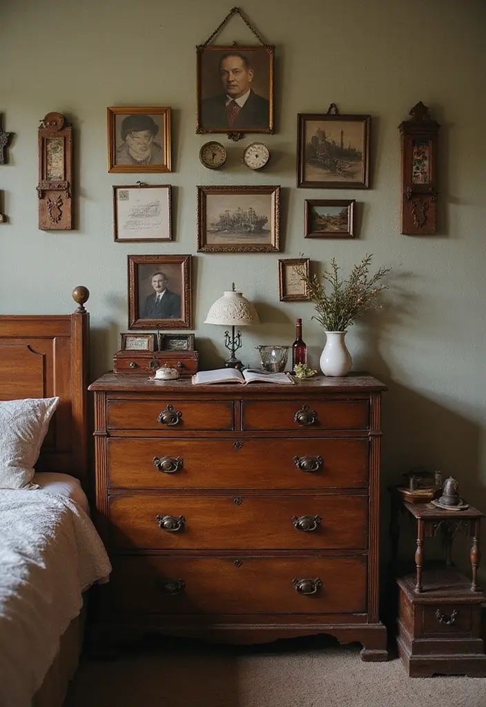25 Romantic Vintage Bedroom Ideas That Feel Timeless & Intimate - 10. Personal Artifacts