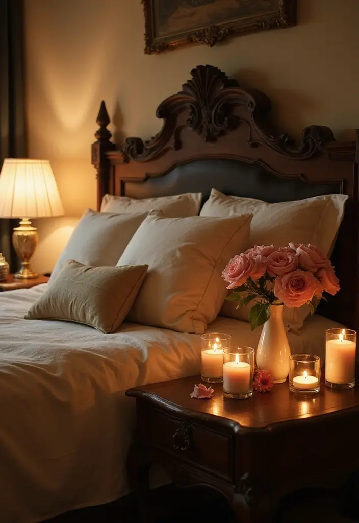 25 Romantic Vintage Bedroom Ideas That Feel Timeless & Intimate - 18. Romantic Bedside Tables