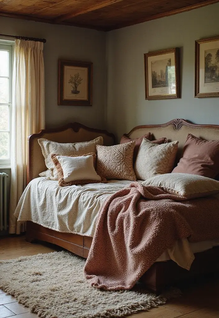 25 Romantic Vintage Bedroom Ideas That Feel Timeless & Intimate - 6. Cozy Textiles