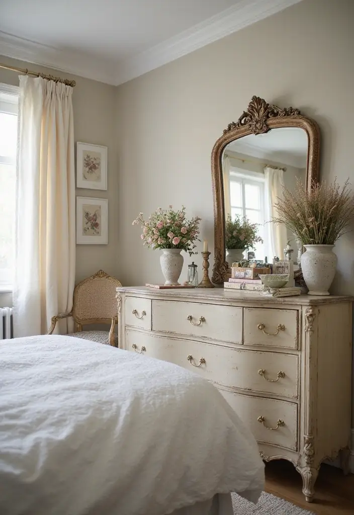 25 Romantic Vintage Bedroom Ideas That Feel Timeless & Intimate - 7. Vintage Mirrors