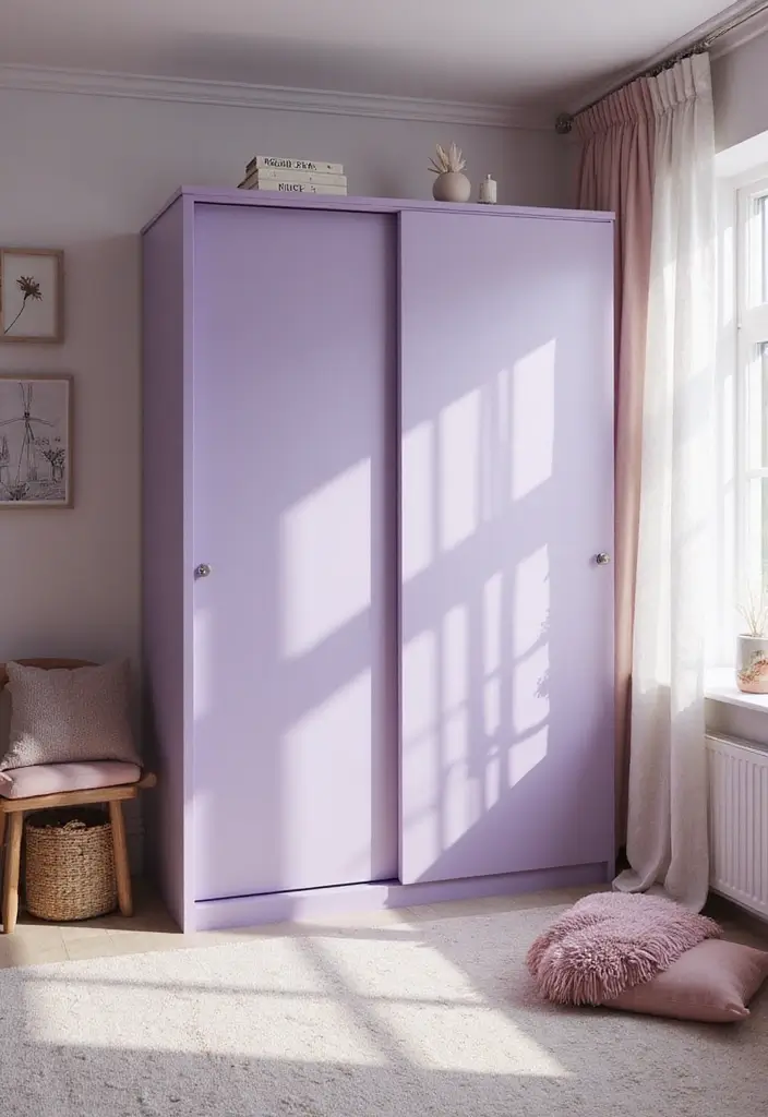 25 Sliding Wardrobe Color Ideas Bedroom That Look Stylish & Modern - 10. Soft Lavender