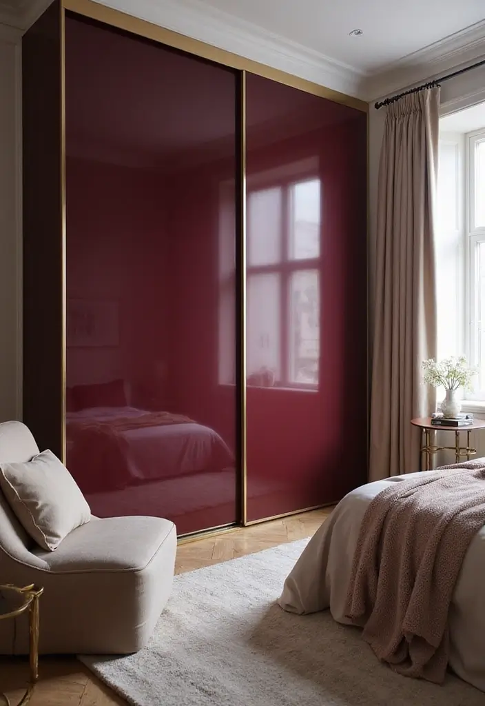 25 Sliding Wardrobe Color Ideas Bedroom That Look Stylish & Modern - 13. Rich Burgundy