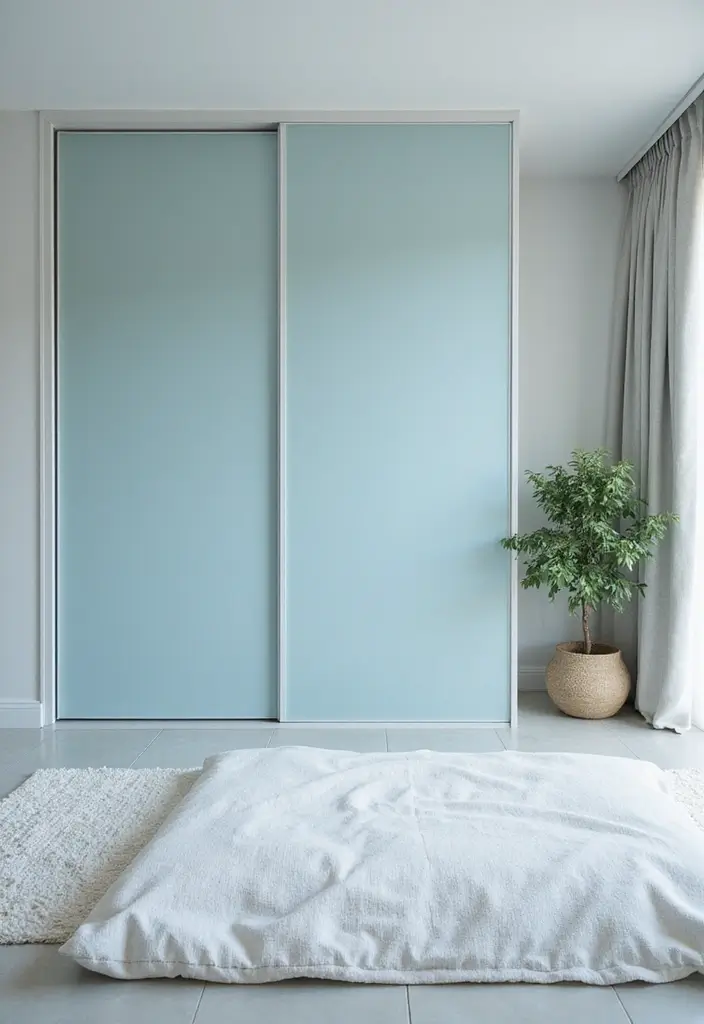 25 Sliding Wardrobe Color Ideas Bedroom That Look Stylish & Modern - 17. Icy Blue